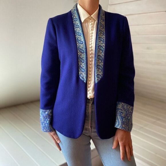 Vintage Jackets & Blazers - Vintage Open Blazer with Paisley Pattern